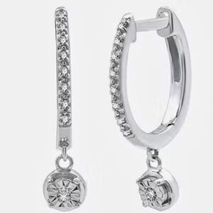 Diamond Huggie Earrings Set Clicker 925 Sterling Silver Charm Hoop Earring Pair